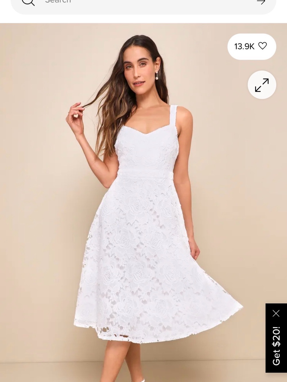 Lulus Divine Beauty White Lace Midi Dress With Pockets M